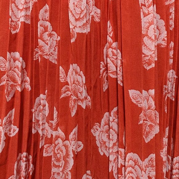 ModCloth Womens NWT Size 12 Coral Red Floral Perfectly Posh Pleated Mini Skirt - Picture 6 of 10